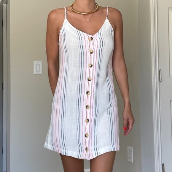 RIP CURL dress mini like new striped white pink summer XS - Picture 3 of 5